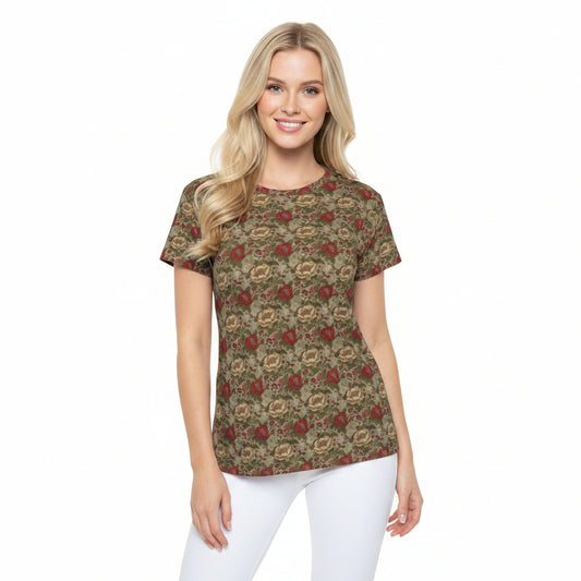 Women Poly T-Shirt with Floral Print