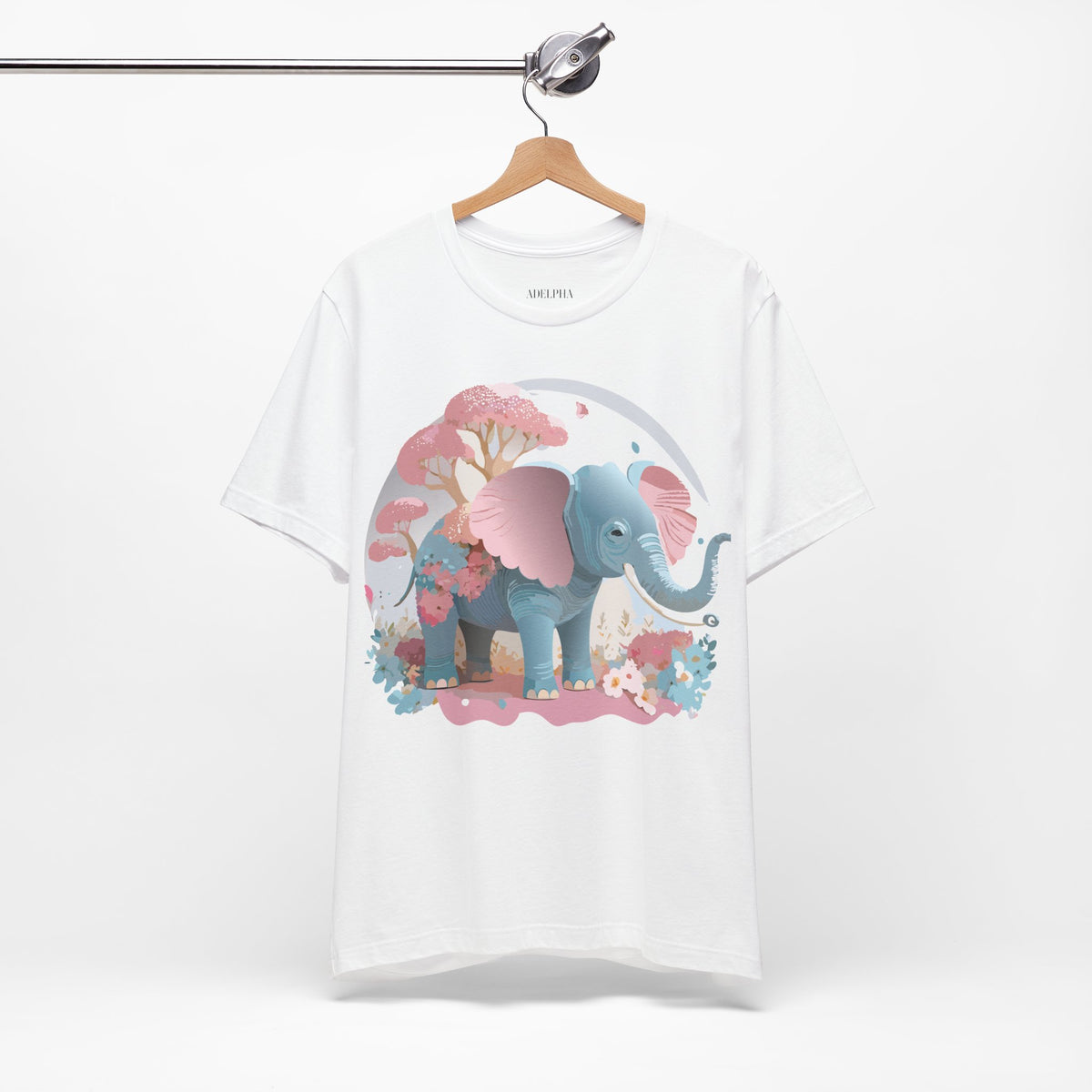 Elephant Graphic Unisex Cotton Bella+Canvas Tee with Art Animal Design d13