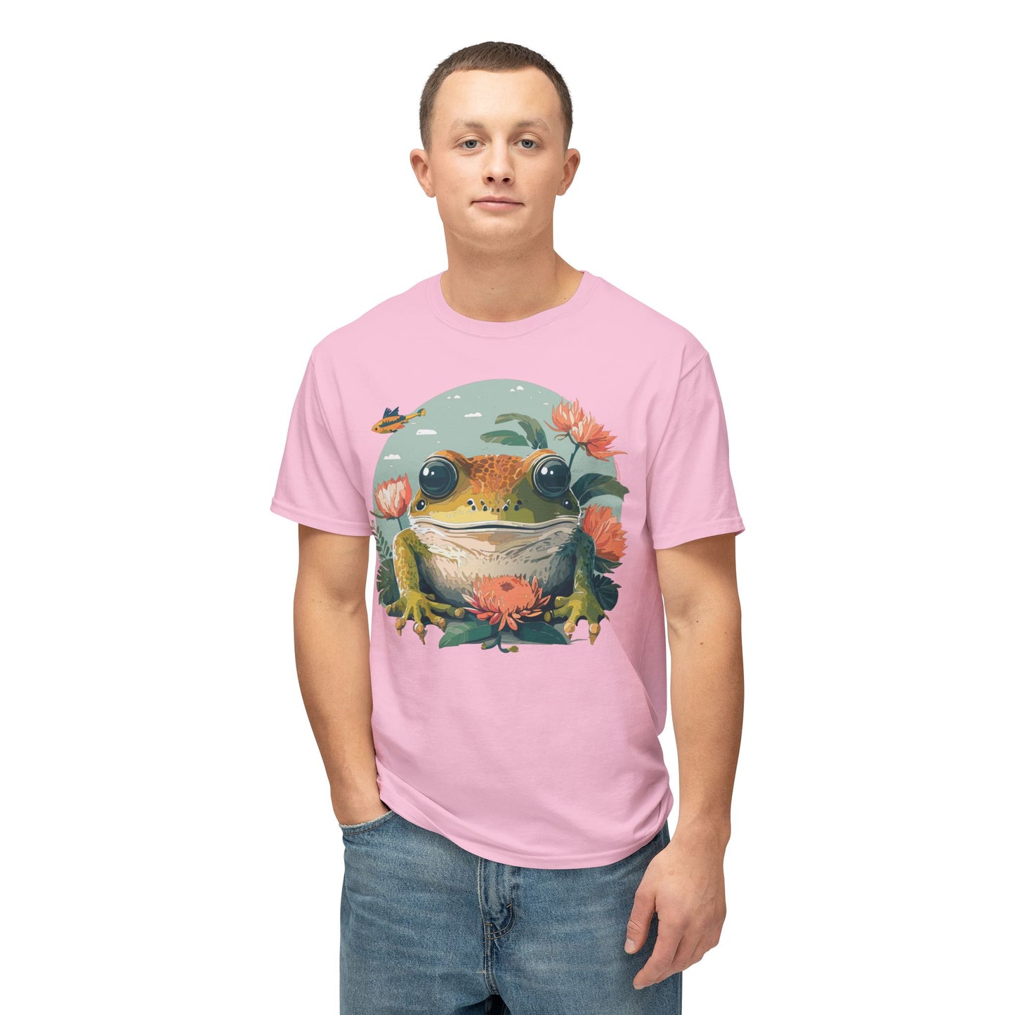 Frog T-Shirt, Vintage Frog Tee, Floral Tees, Frog Art Design Shirt, Tee Shirt with Frog 1
