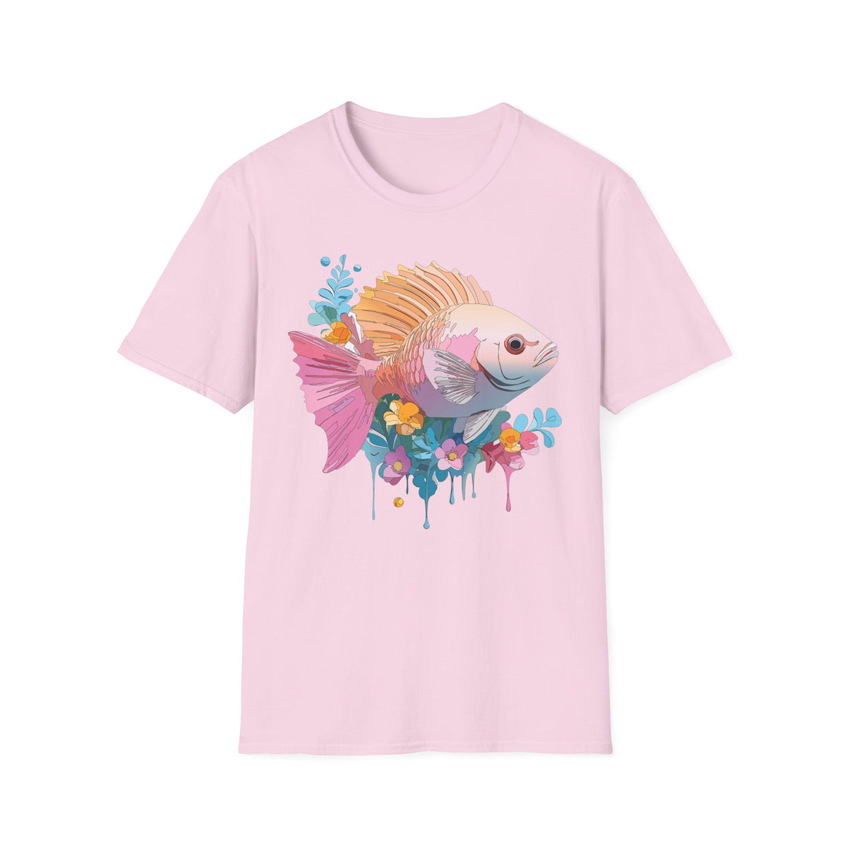 Colorful Tropical Fish T-Shirt | Watercolor Floral Sea Life Tee