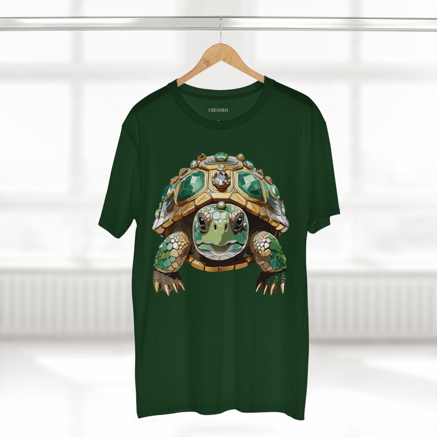Turtle Graphic Unisex 100 Cotton Tee With Unique Animal Golden Medallion Art Design 31