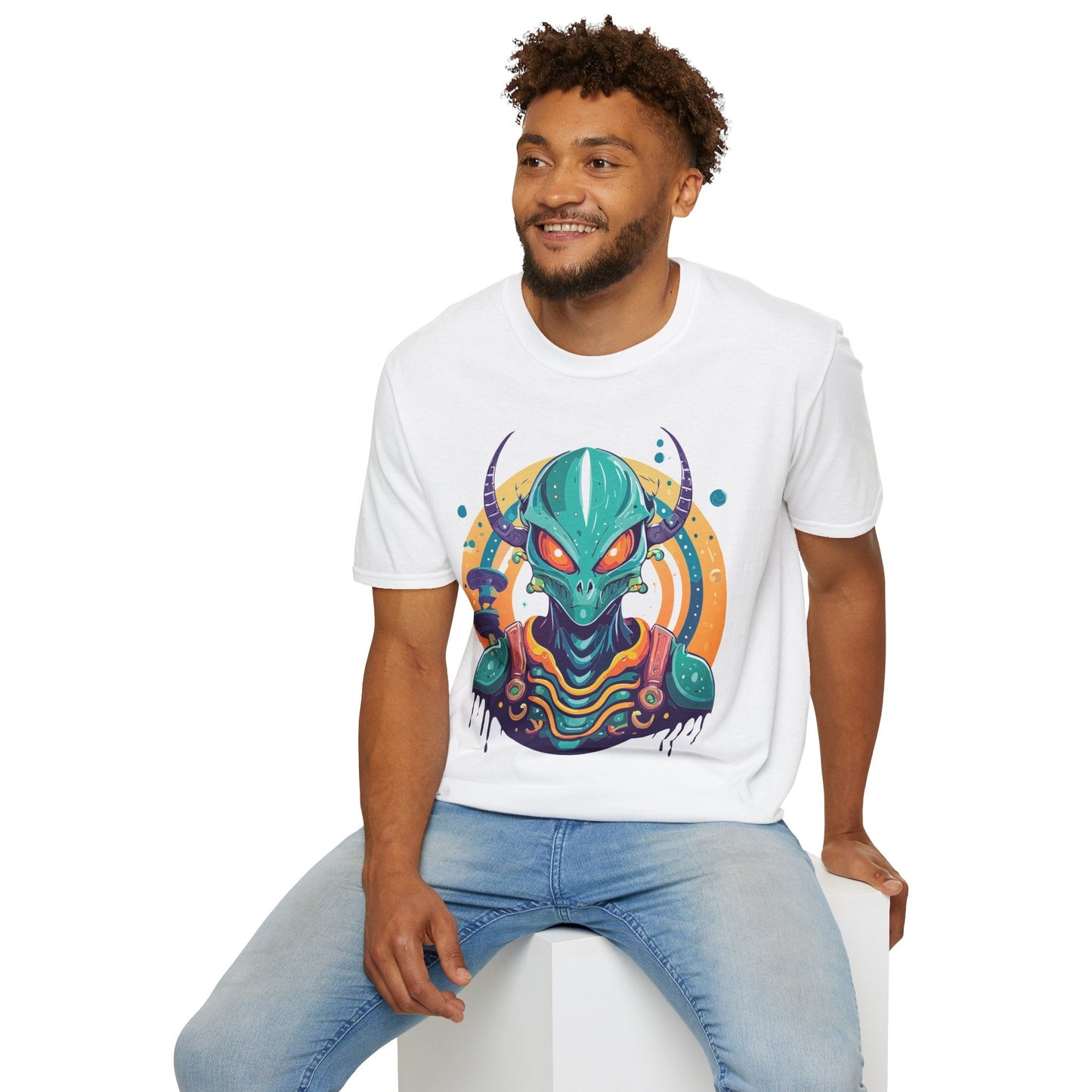 Alien Graphic Unisex Cotton Softstyle UFO Artwork Tee 14