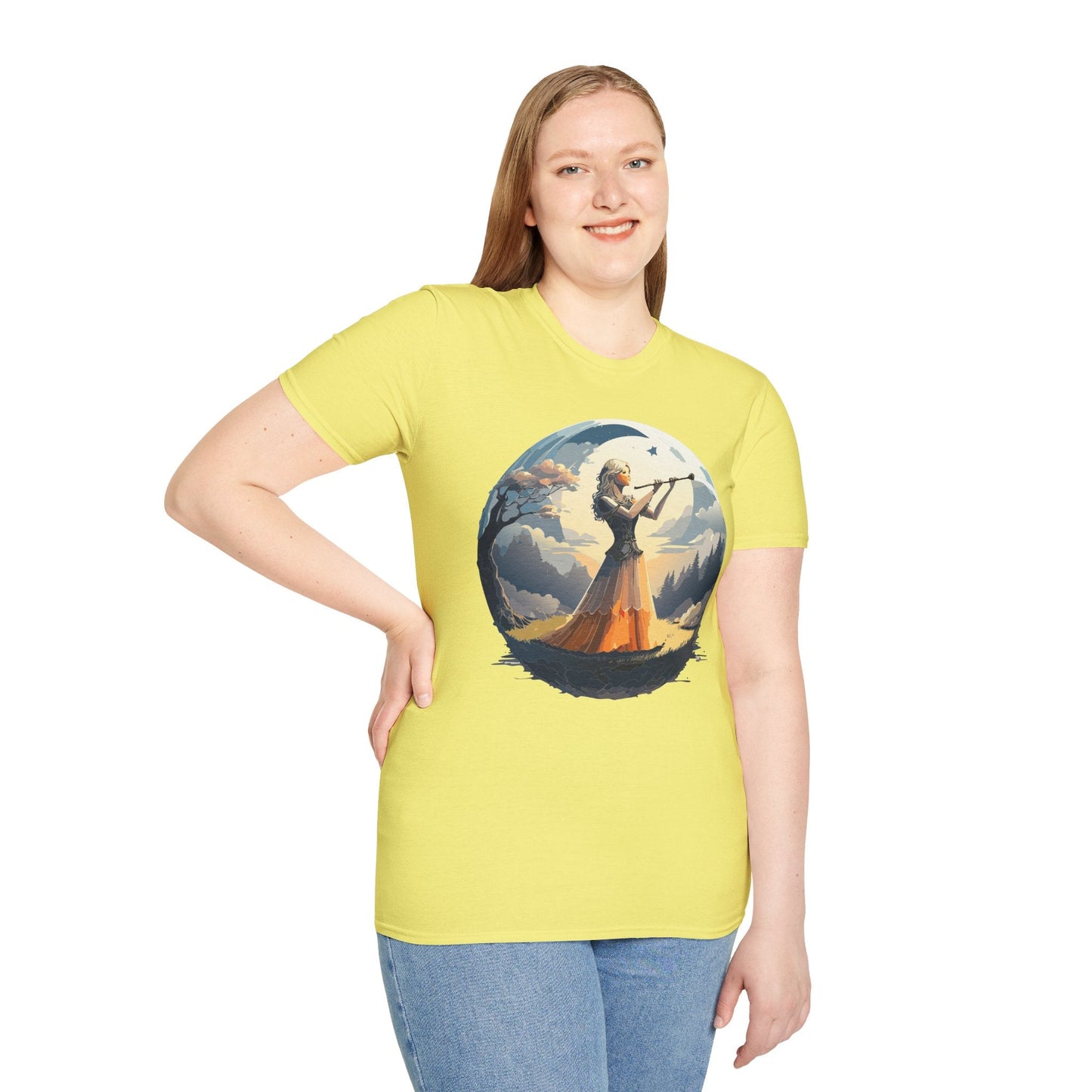 Unisex Softstyle Graphic T Shirt 100 Percent Ring Spun Cotton Art Design Tee For Women