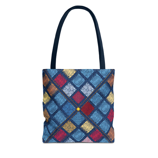 Denim Fabric Imitation Print Unisex Canvas Bag Poly Spun 3 Sizes Tote Bag 189-8