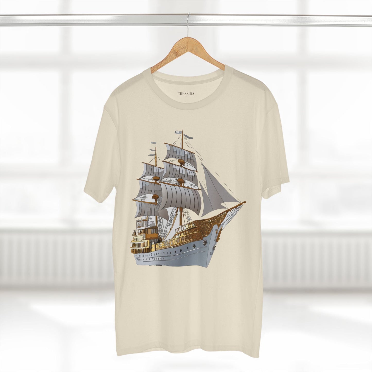 Ship Graphic Unisex 100 Cotton T-Shirt with Gold Frigate Art Design 5