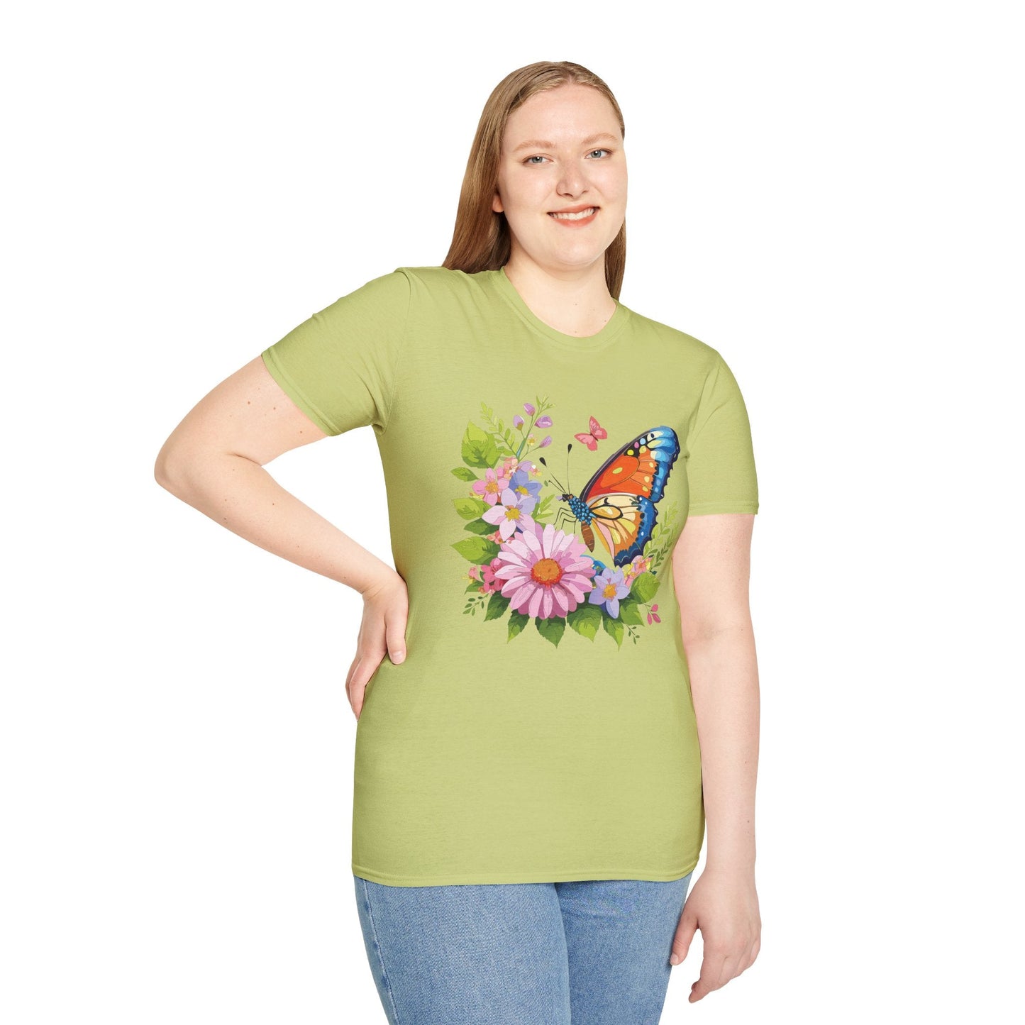 Butterfly T Shirt Unisex Short Sleeve Gildan Softstyle 64000 Monarch Butterfly Design Graphic
