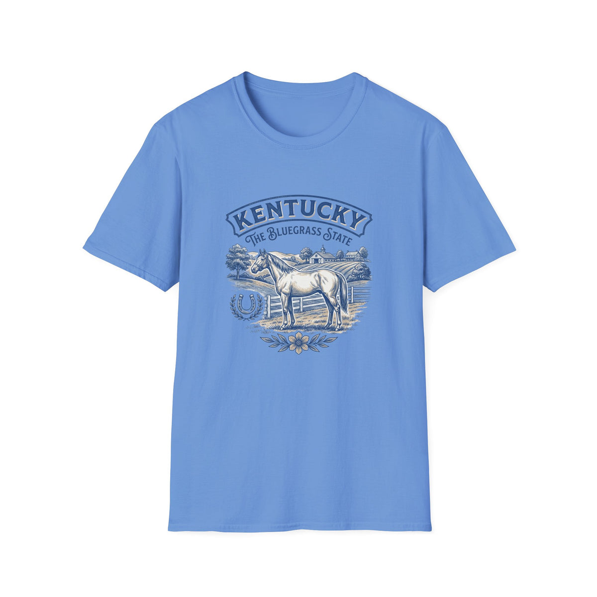 Kentucky Horse & Bluegrass State Travel Tourist Graphic Design Unisex 100 Cotton Gildan T-Shirt