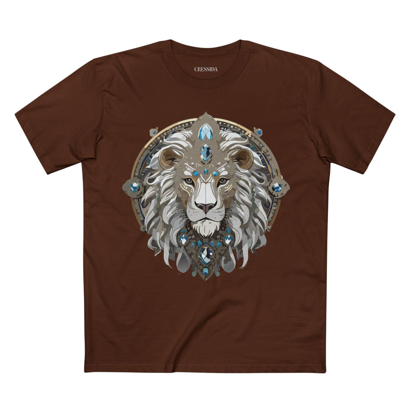 Lion Graphic Unisex 100 Cotton Tee With Unique Animal Golden Medallion Art Design 56