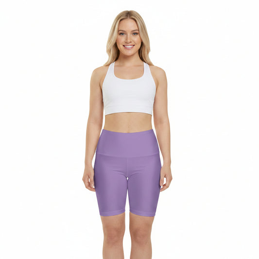 Furry Orchid Purple Lavender High-Waist Women's Workout Shorts