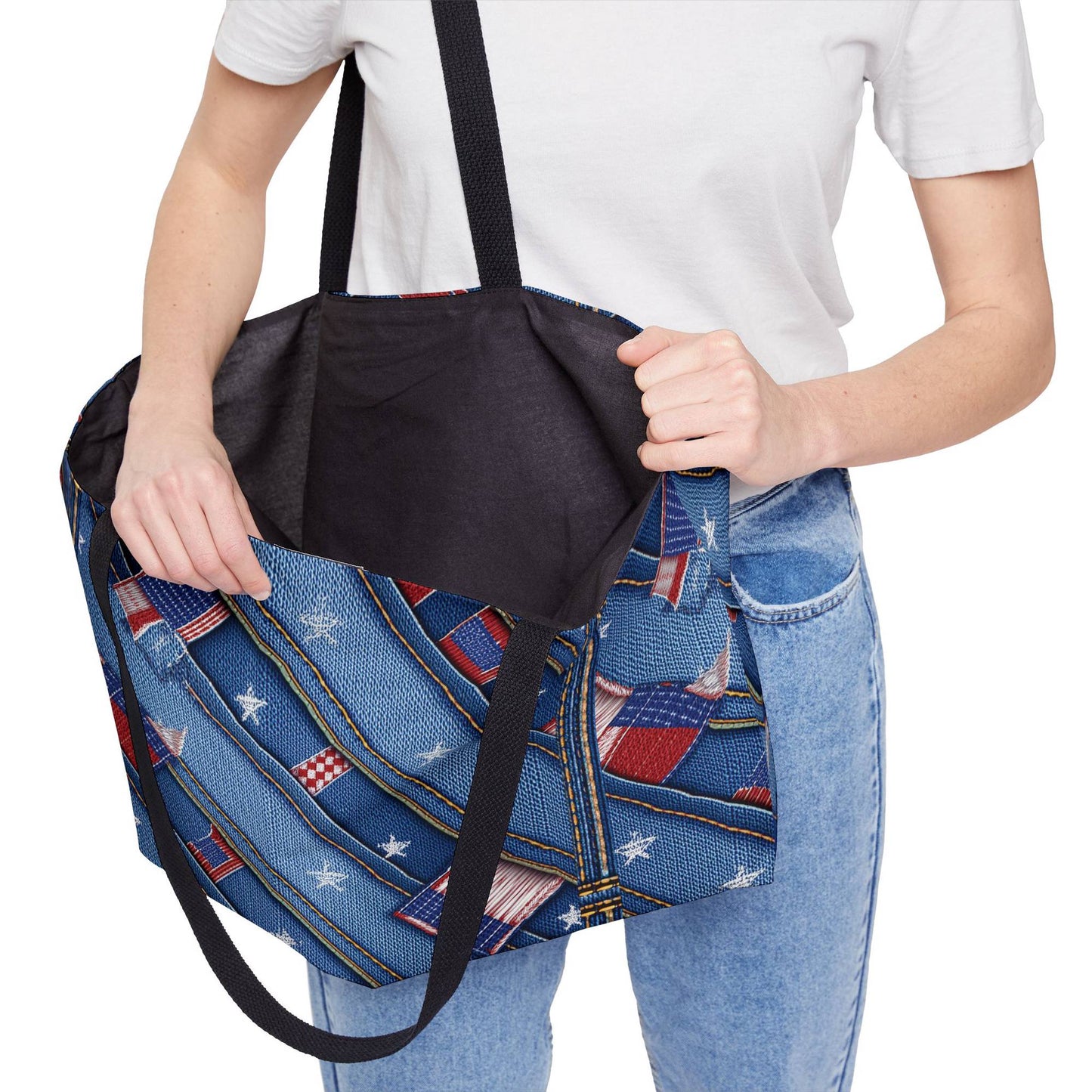 4th of July Denim Color Imitation Print Unisex  Yoga Bag  Spun Poly 24x13 Canvas Bag 69
