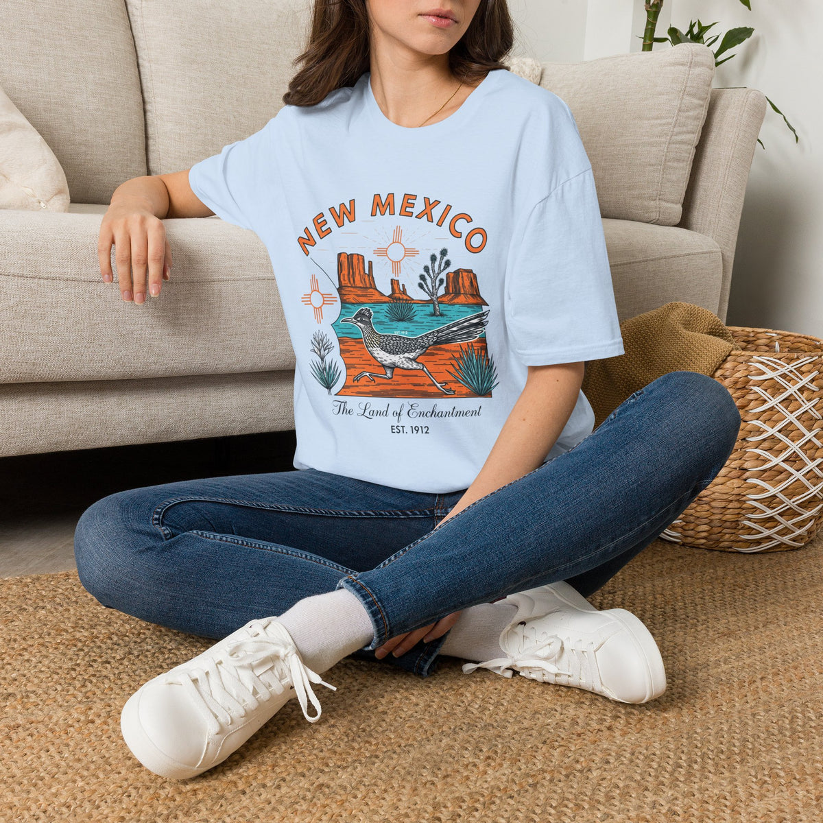 New Mexico Desertscape T-Shirt — The Land of Enchantment Travel Tourist Graphic Design Unisex 100 Cotton Gildan T-Shirt