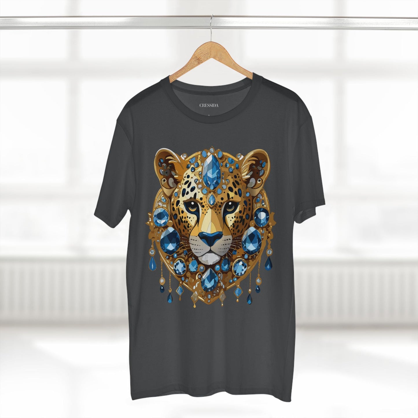 Cheetah Graphic Unisex 100 Cotton Tee With Unique Animal Golden Medallion Art Design 49