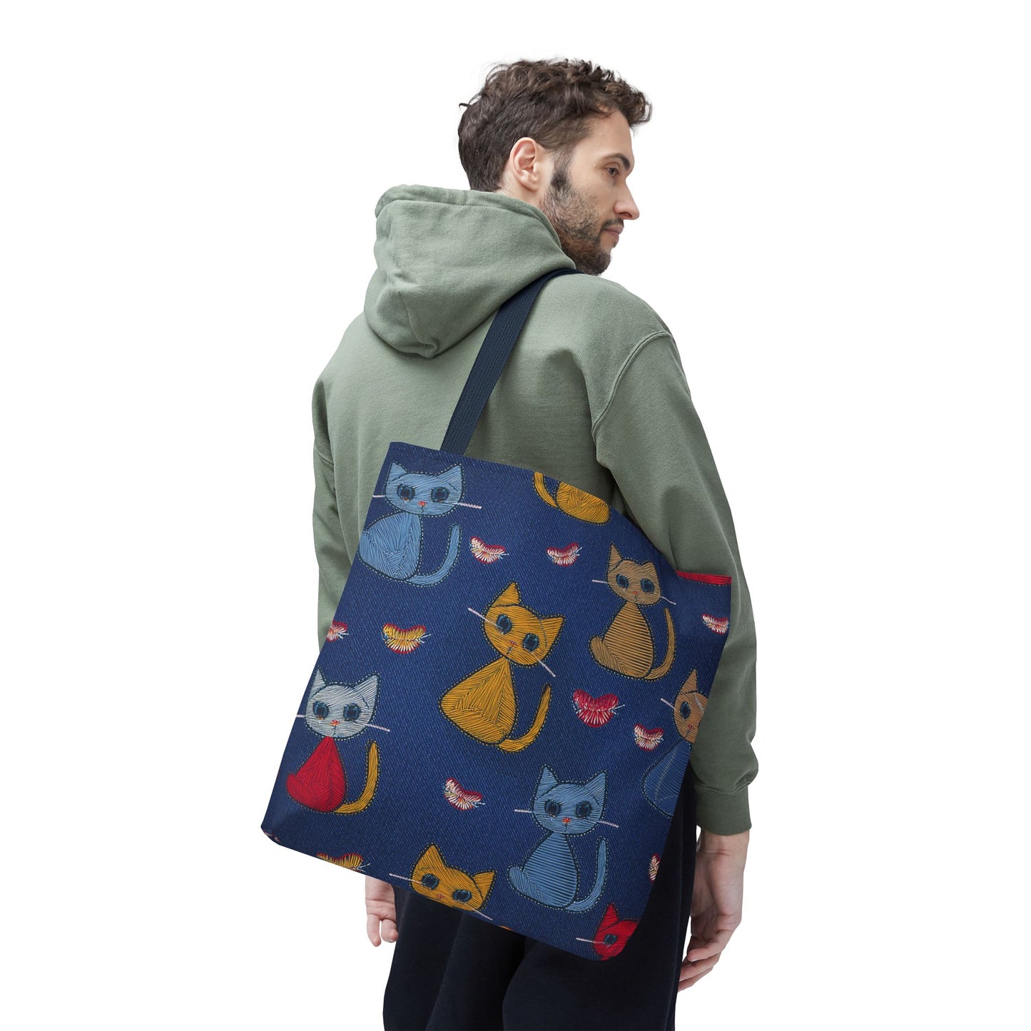 Love Day Graphic Design Denim Fabric Imitation Print Unisex Canvas Bag POLY 3 Sizes Tote Bag 201-16