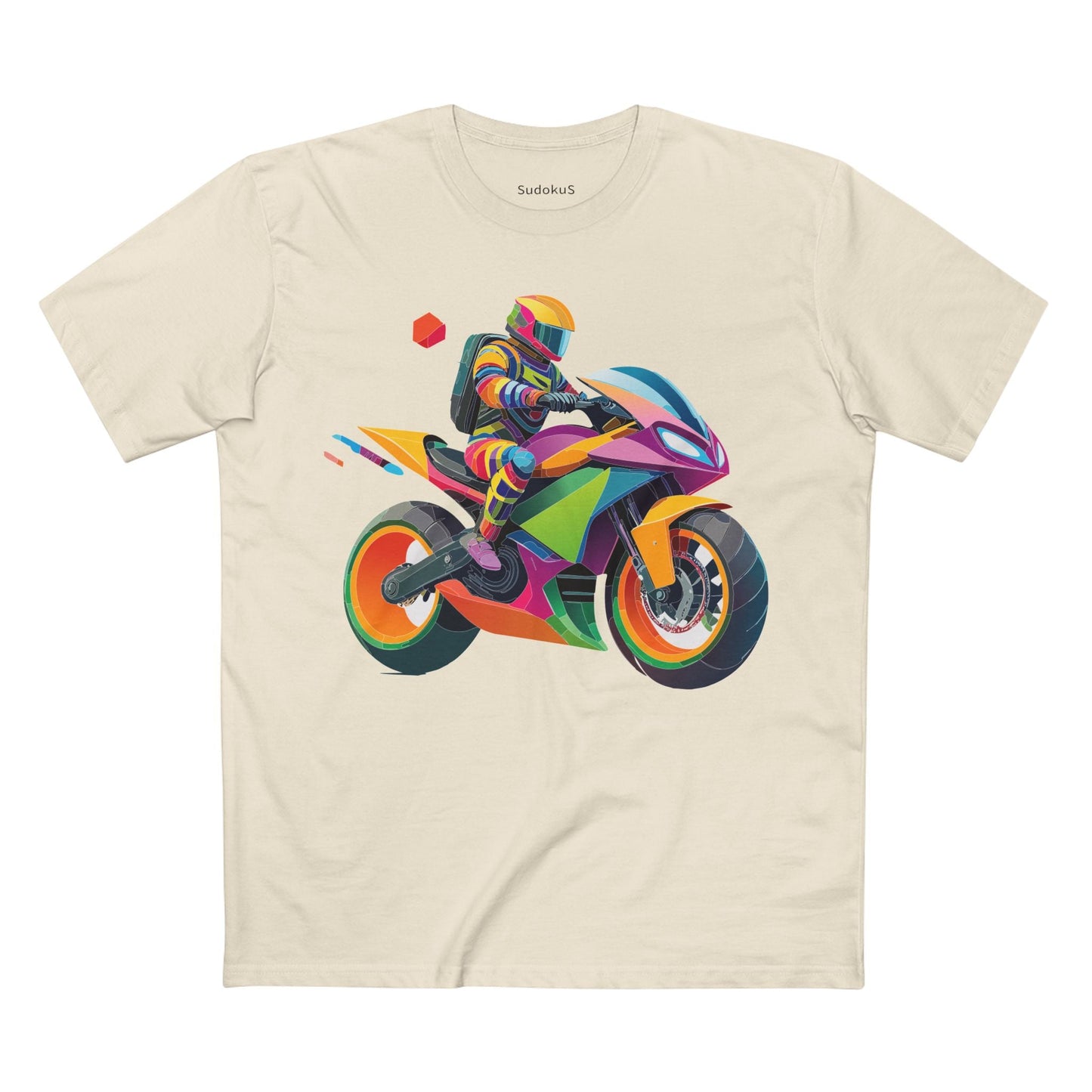Moto Bike Graphic Unisex 100 Cotton Staple Tee 4