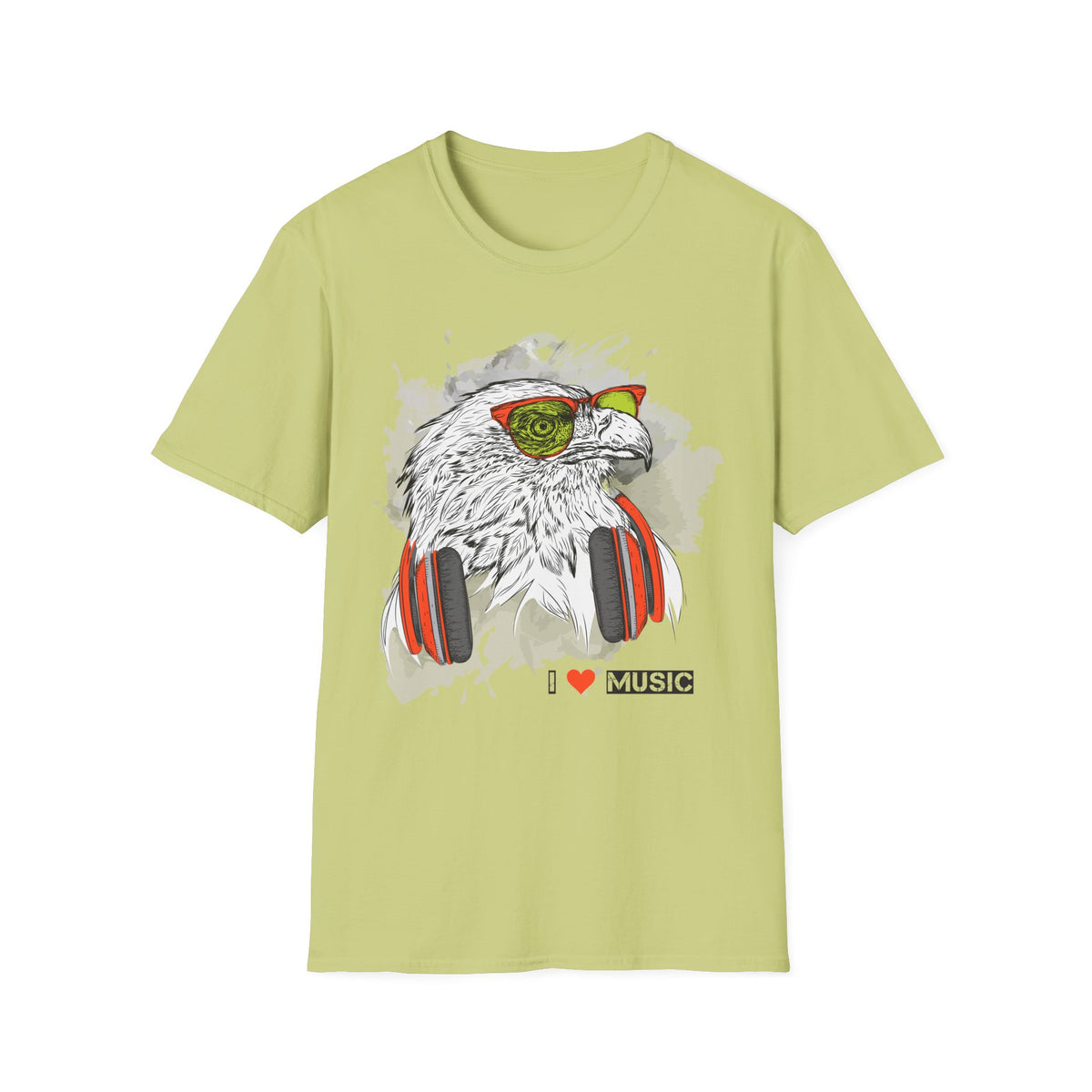 Eagle with Headphones T-Shirt Unisex Cotton Short Sleeves I Music Graphic Tee