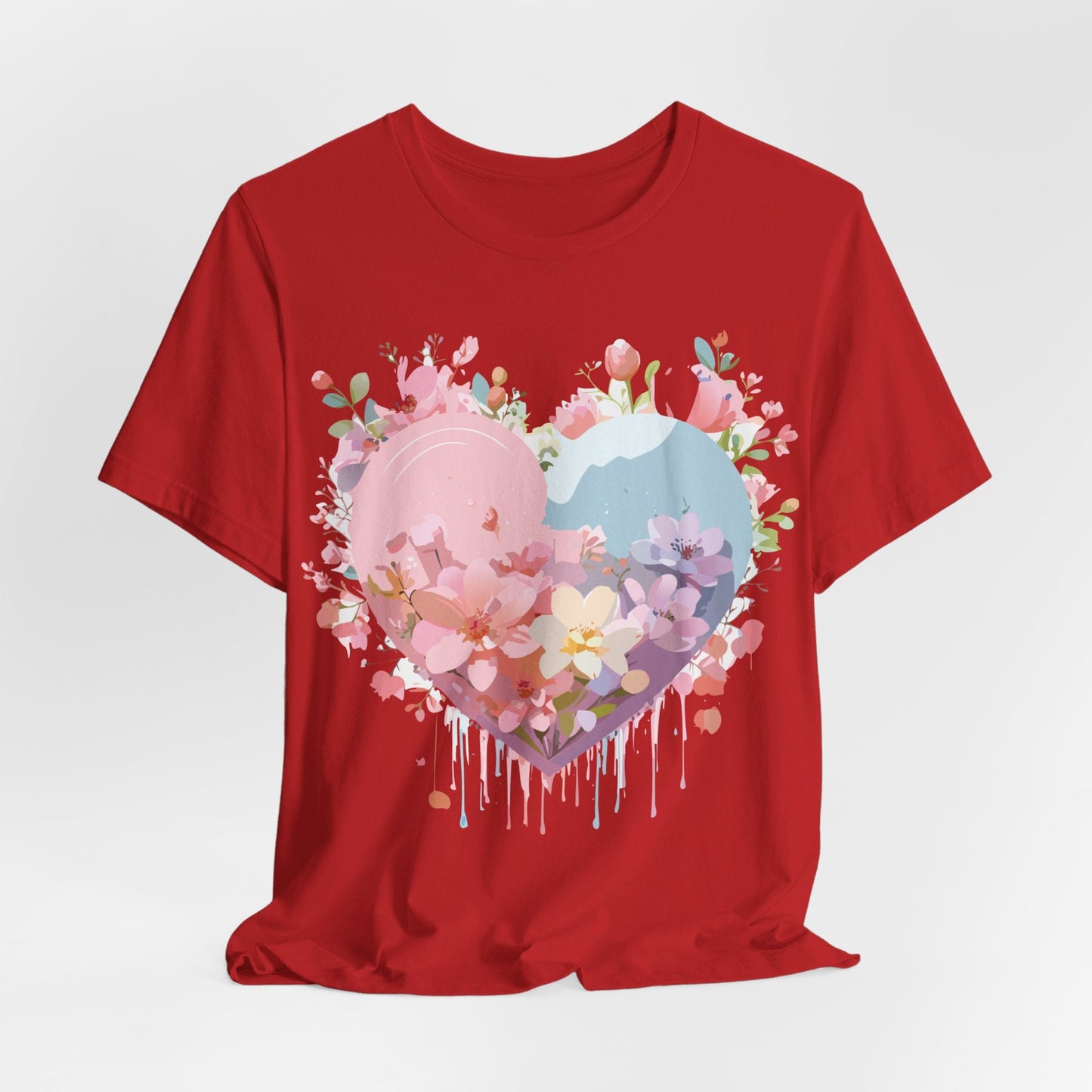 Valentine Day Graphic Unisex 100 Cotton Vintage Artwork with Love and Flower Design Tee 30