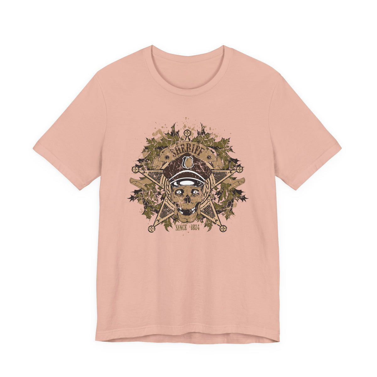 Skull and Crossbones Floral Emblem T-Shirt Nautical Pirate Unisex Cotton Tee Art-45