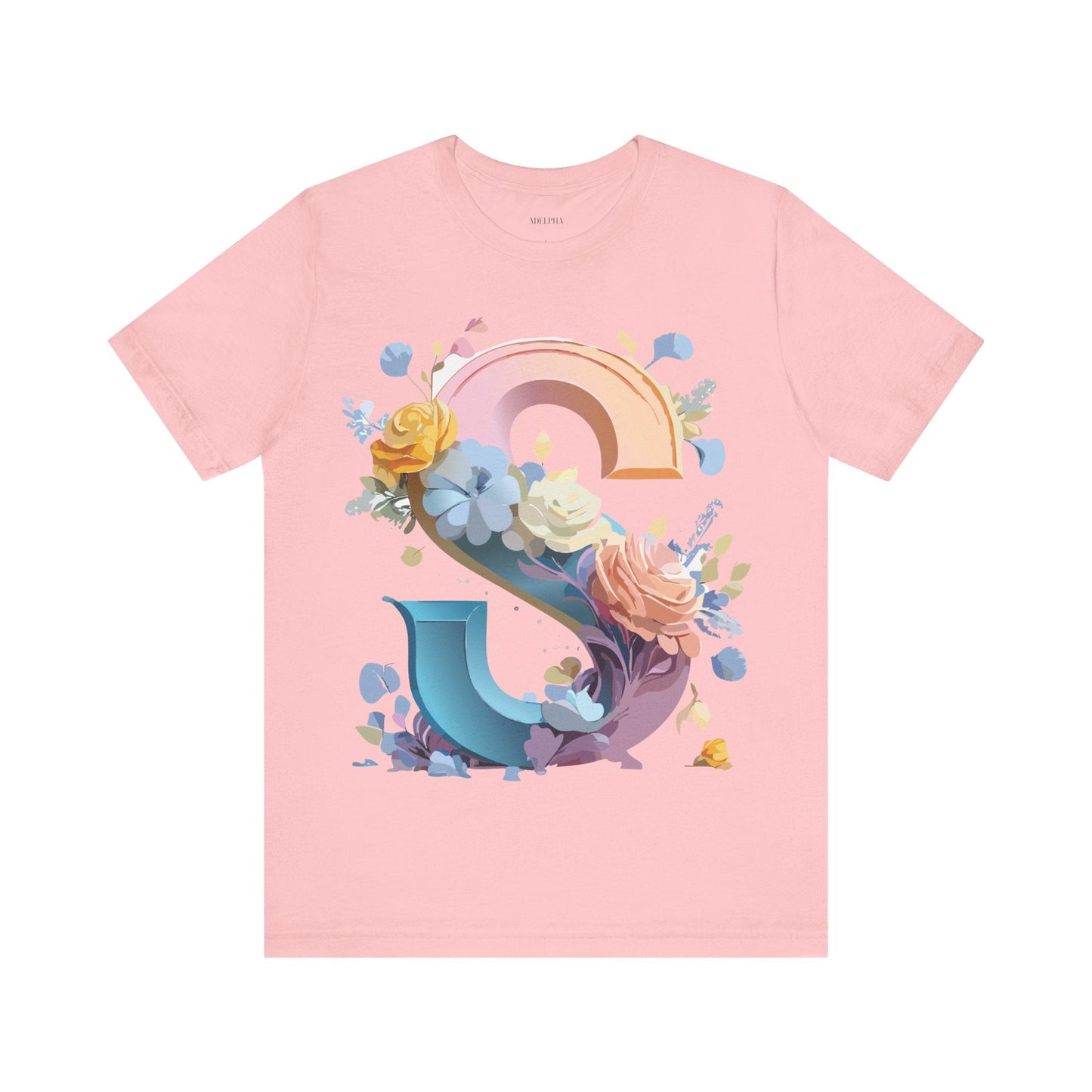 Letter S Graphic Tee Unisex Short Sleeve Shirt Adelpha Vintage Inspired Art Design
