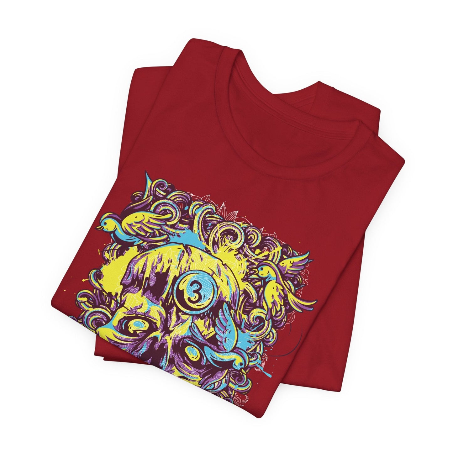 Colorful Skull Illustration Graphic Unisex Cotton T-Shirt r41