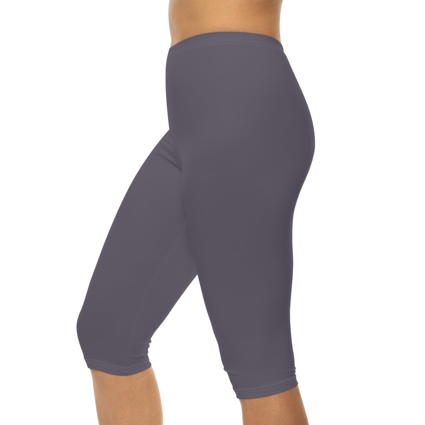 Foggy Purple Color Women's Brushed Suede Poly Span Casual Capri Leggings XS-2XL
