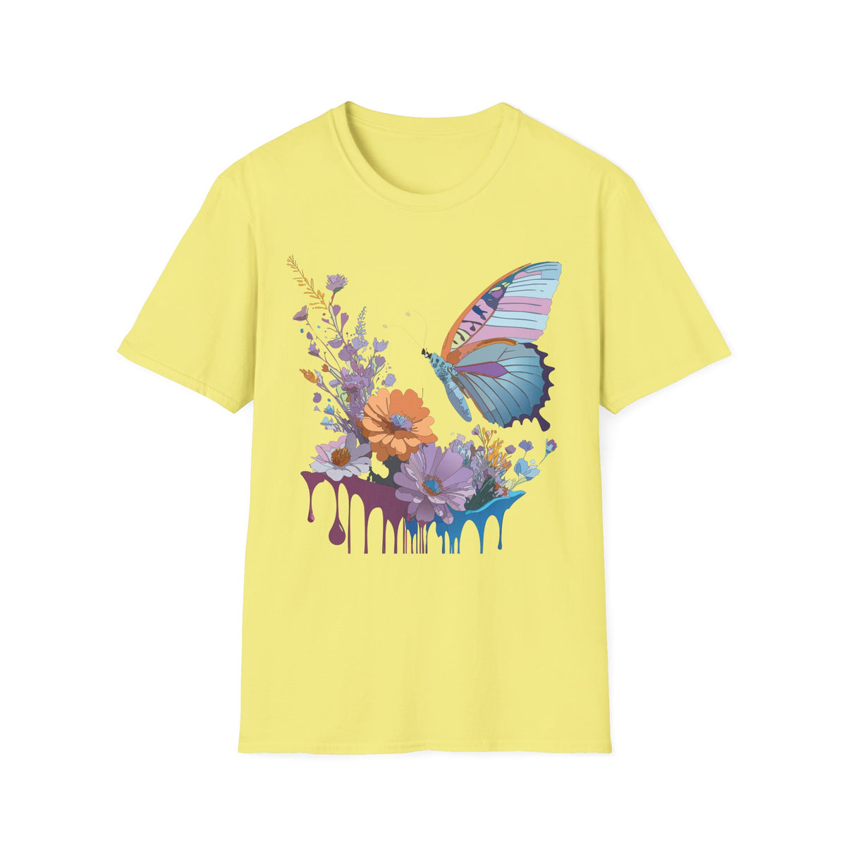Butterfly Floral Graphic Design Unisex 100 Cotton Gildan T-Shirt