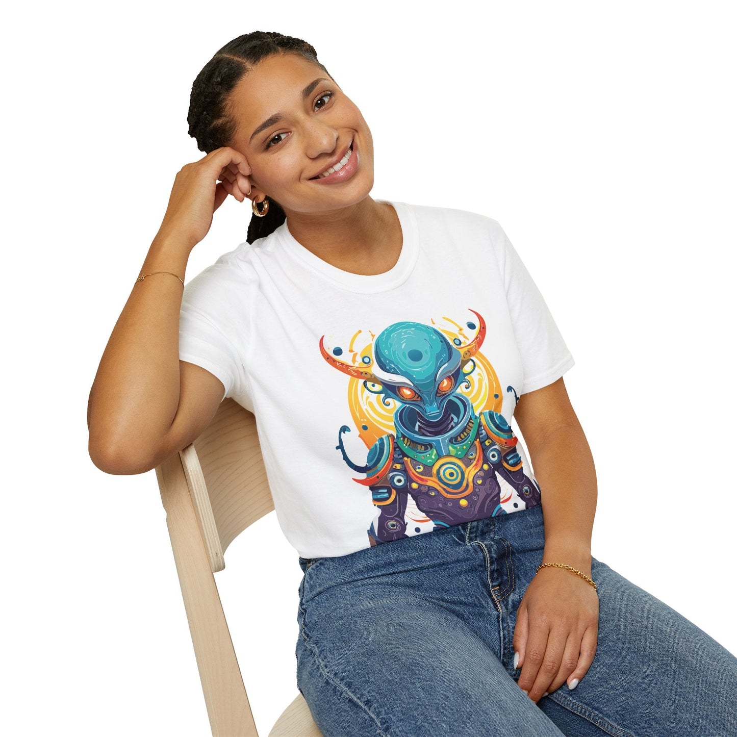Alien T Shirt Cosmos Shirt Unisex Short Sleeve Tee With Alien Art Design Ring Spun Cotton