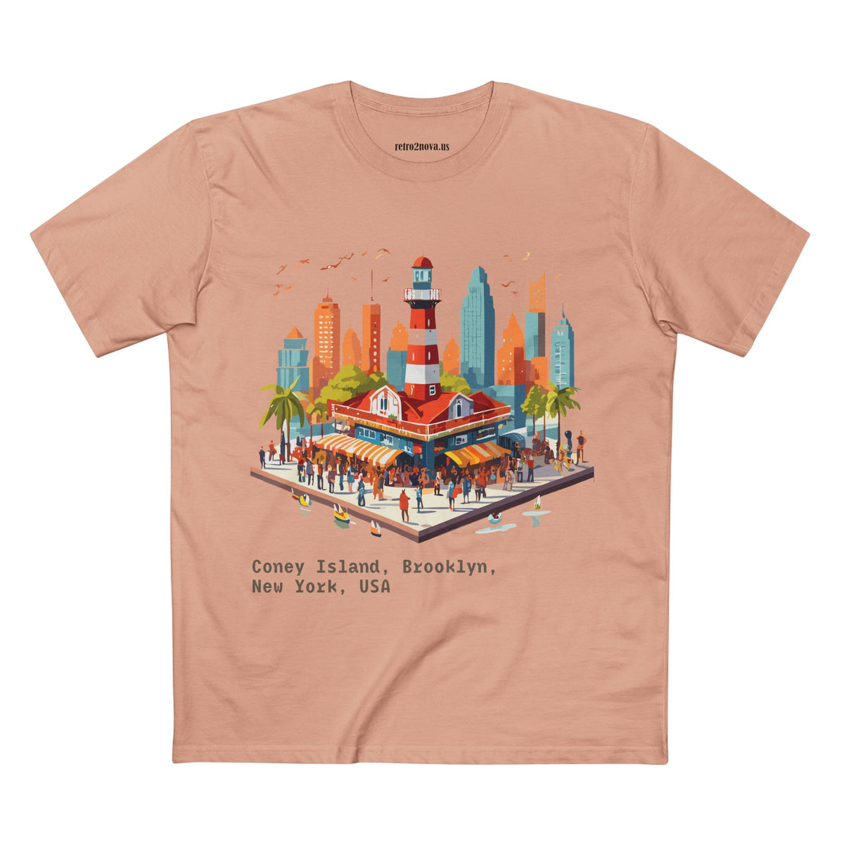 Coney Island Brooklyn New York Tee | Cityscape Lighthouse Illustration