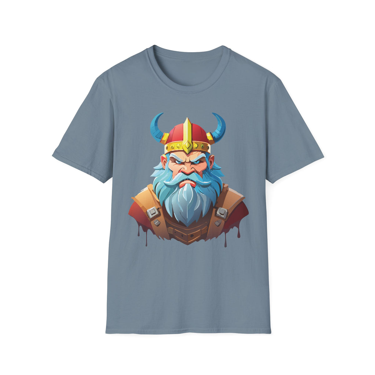 Viking Warrior Graphic T-Shirt | Horned Helmet Illustration, Bold Beard