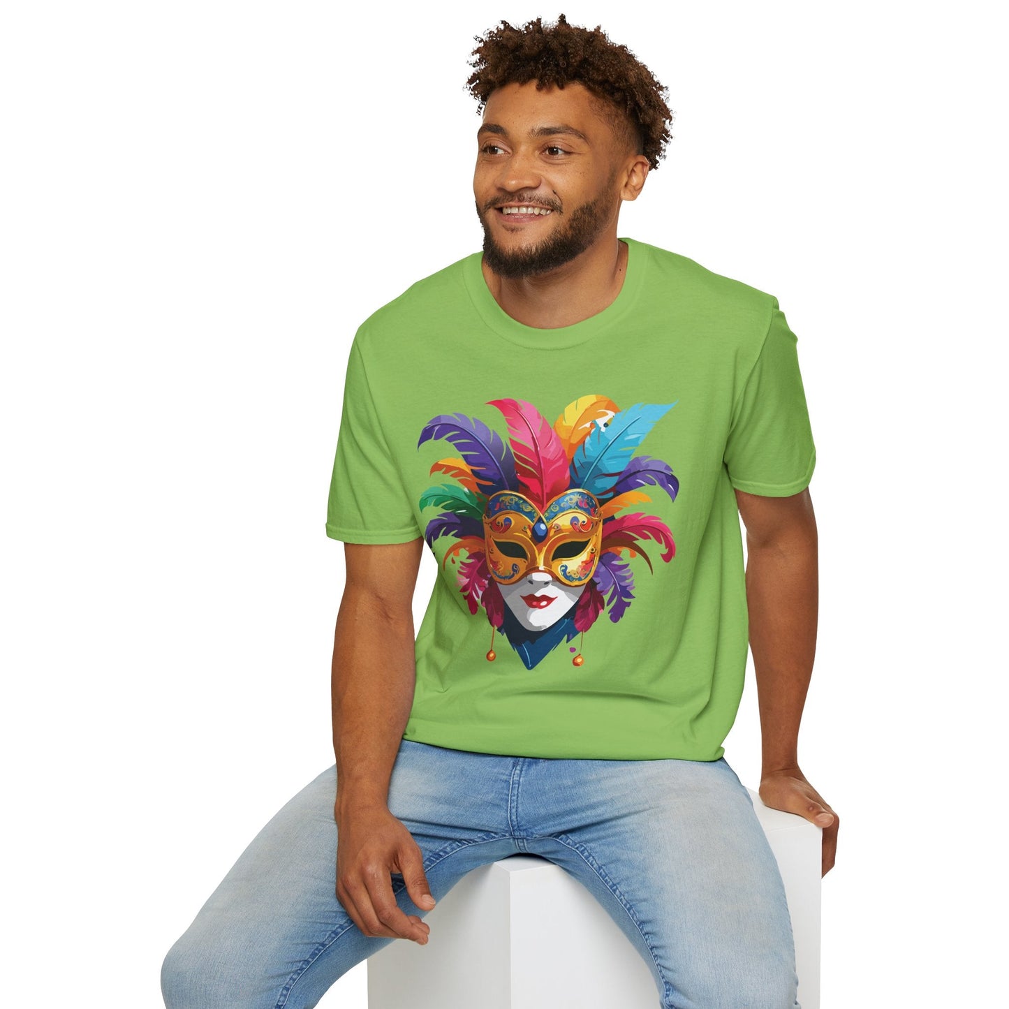 Unisex Mask Tee Shirt Gildan Softstyle 64000 Lightweight Comfortable Masquerade Design Tee