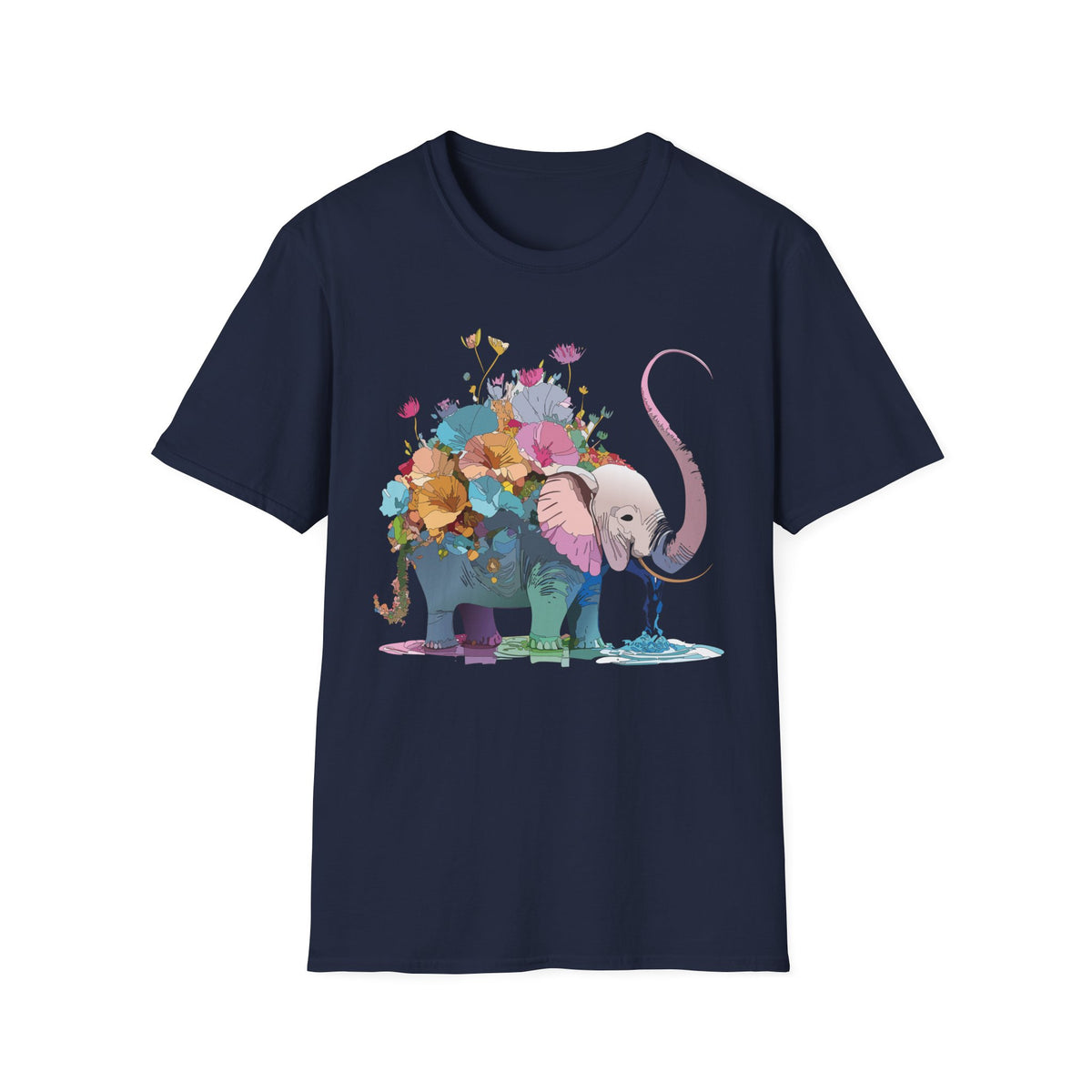 Floral Elephant T-Shirt | Watercolor Flowers, Pastel Safari Art