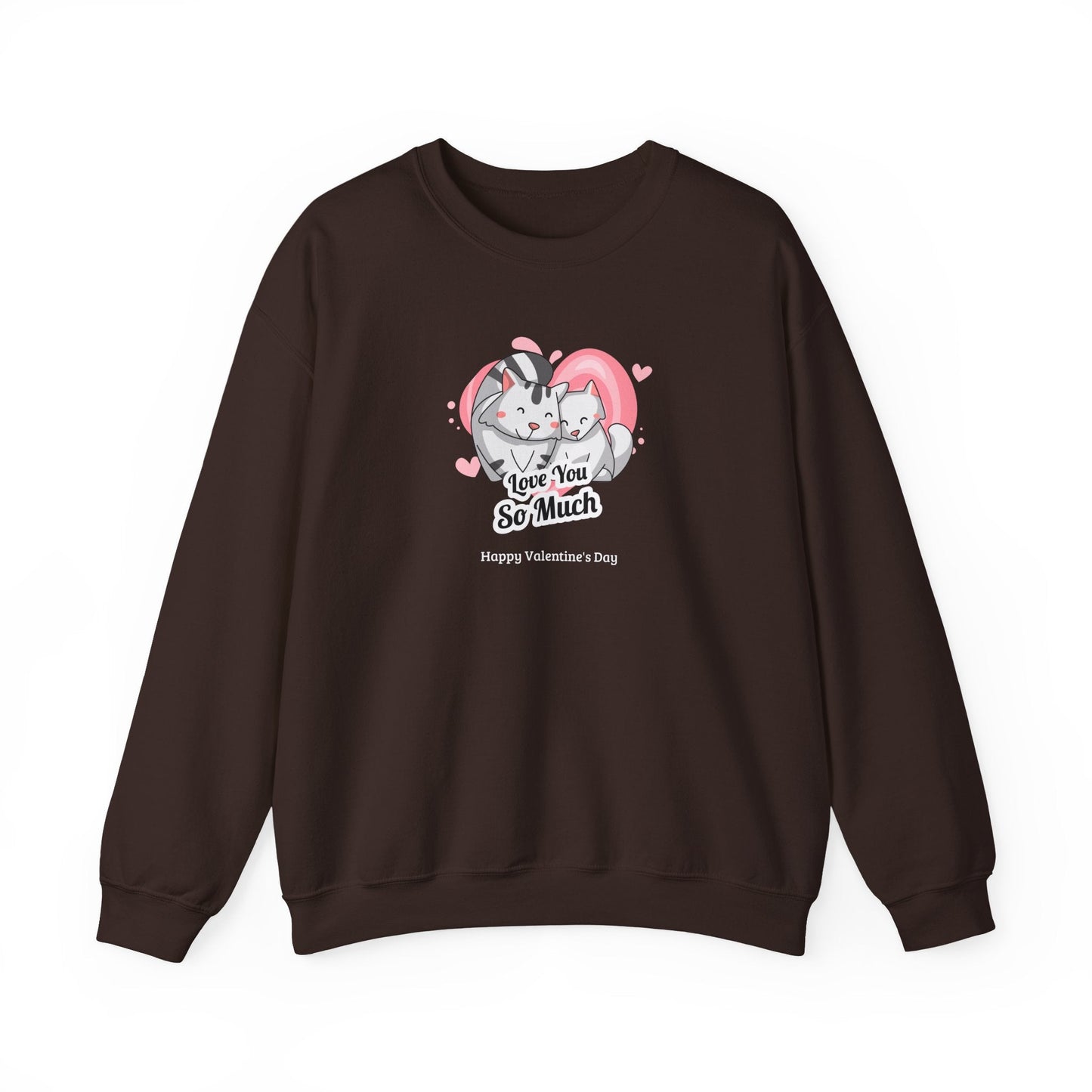 Cat Heart Sweatshirt Valentines Day Unisex 50 50 Cotton Poly Crewneck Gildan 18000