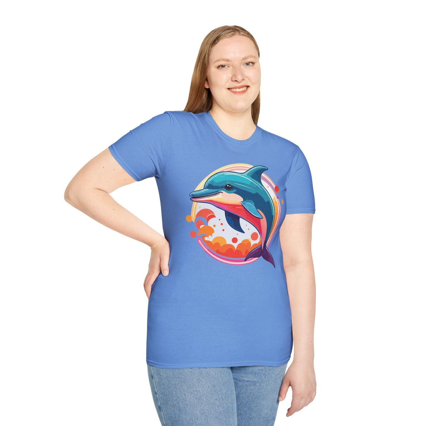 Dolphin Shirt Unisex Softstyle Tee Short Sleeve 100 Percent Ring Spun Cotton Gildan 64000