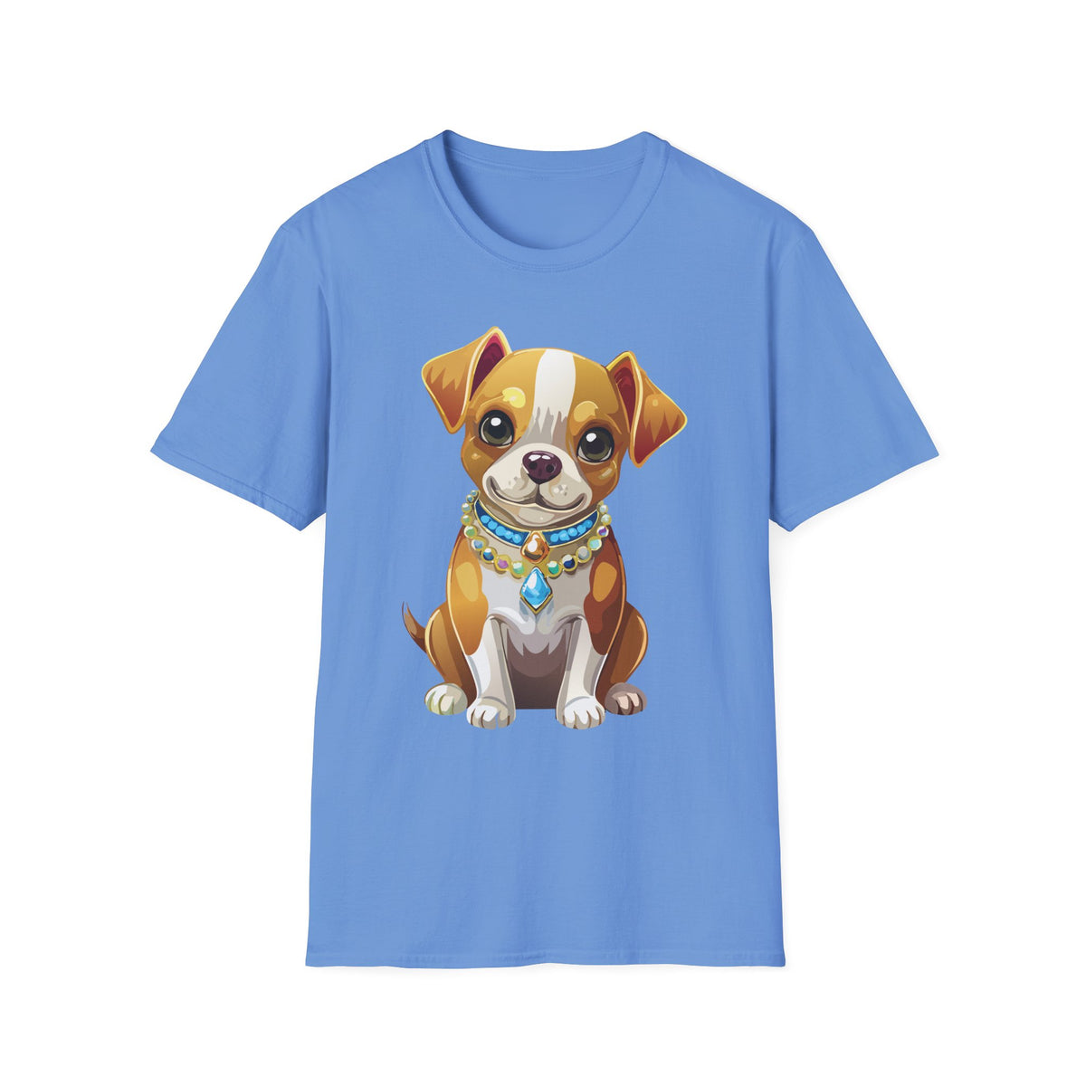 Cute Brown Puppy Illustration T-Shirt | Cartoon Dog Portrait, Pet Lover Tee