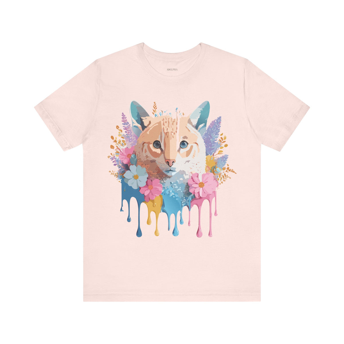 Cat Graphic Unisex Cotton Bella+Canvas Tee with Art Animal Design e204