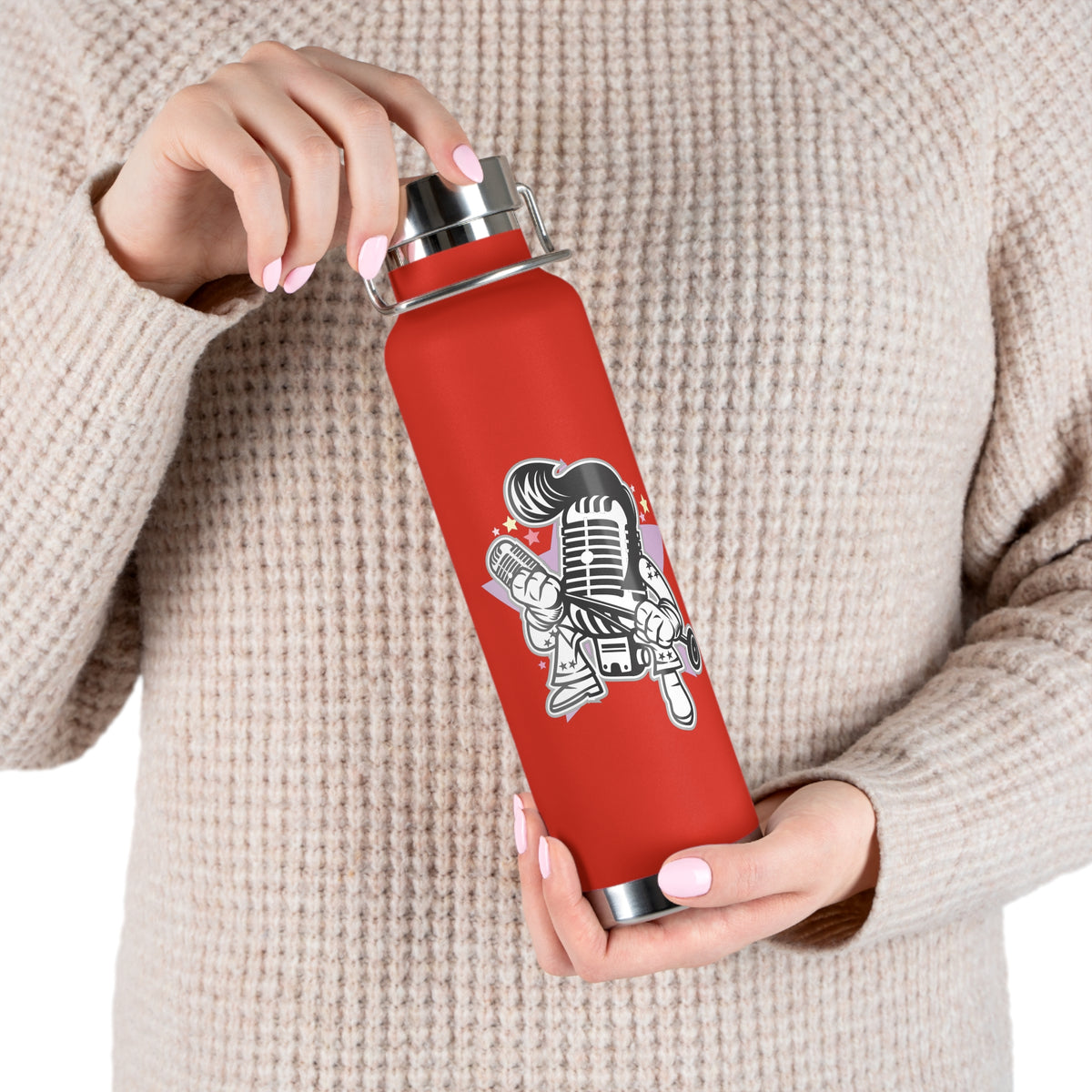 22oz Copper Insulated Water Bottle with Cartoon Design - CV98