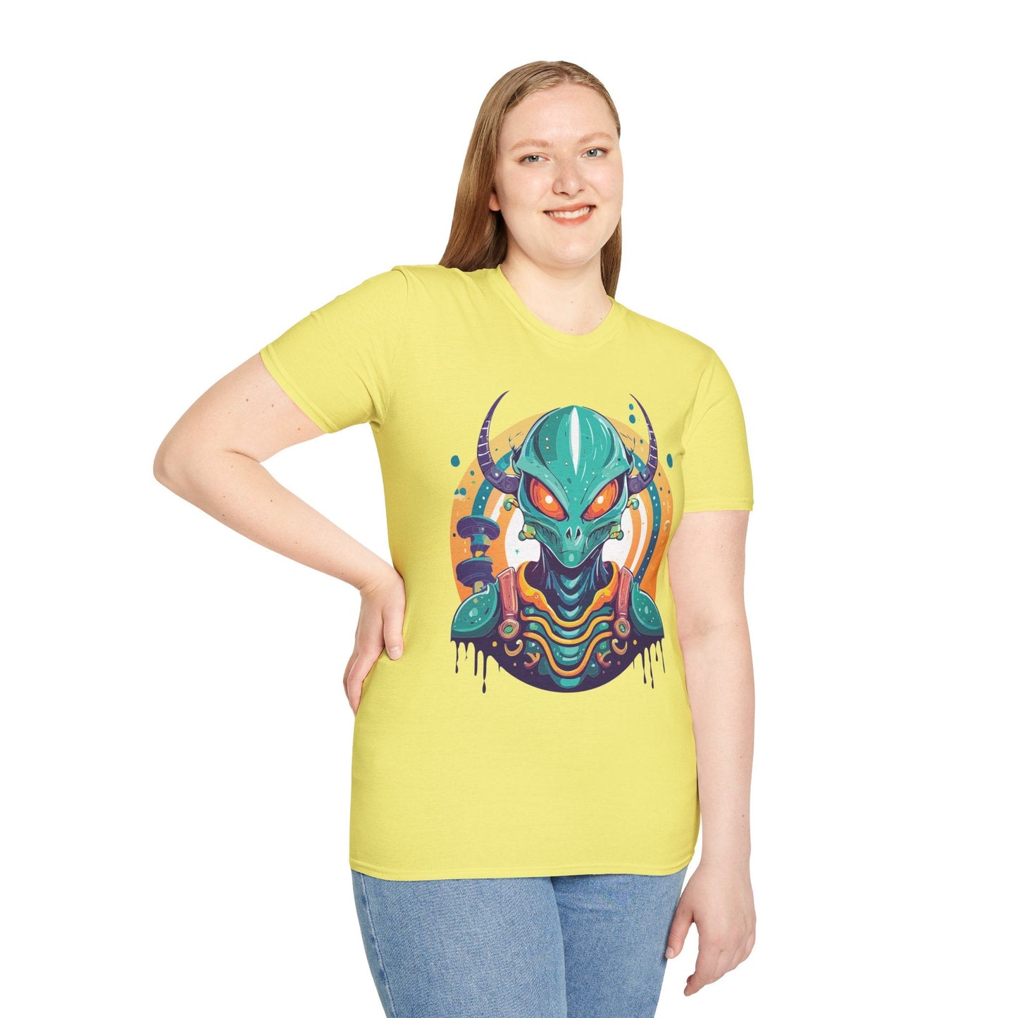 Alien Graphic Unisex Cotton Softstyle UFO Artwork Tee 14