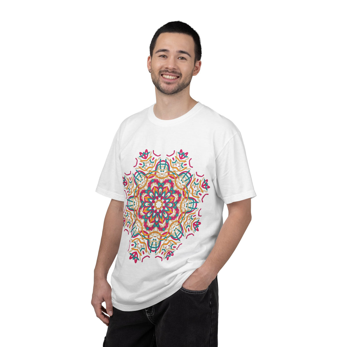 Unisex Garment Dyed Cotton T-Shirt with Mandala Graphic Design