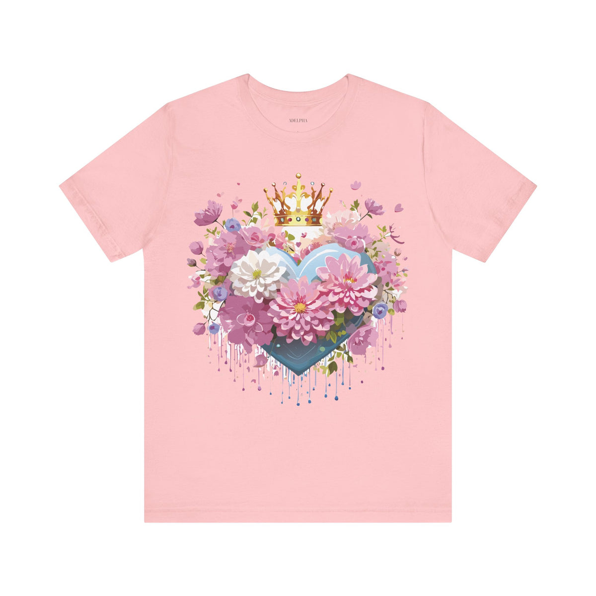 Valentine's Day Graphic Unisex Cotton Bella+Canvas Tee with Floral Art Design d128