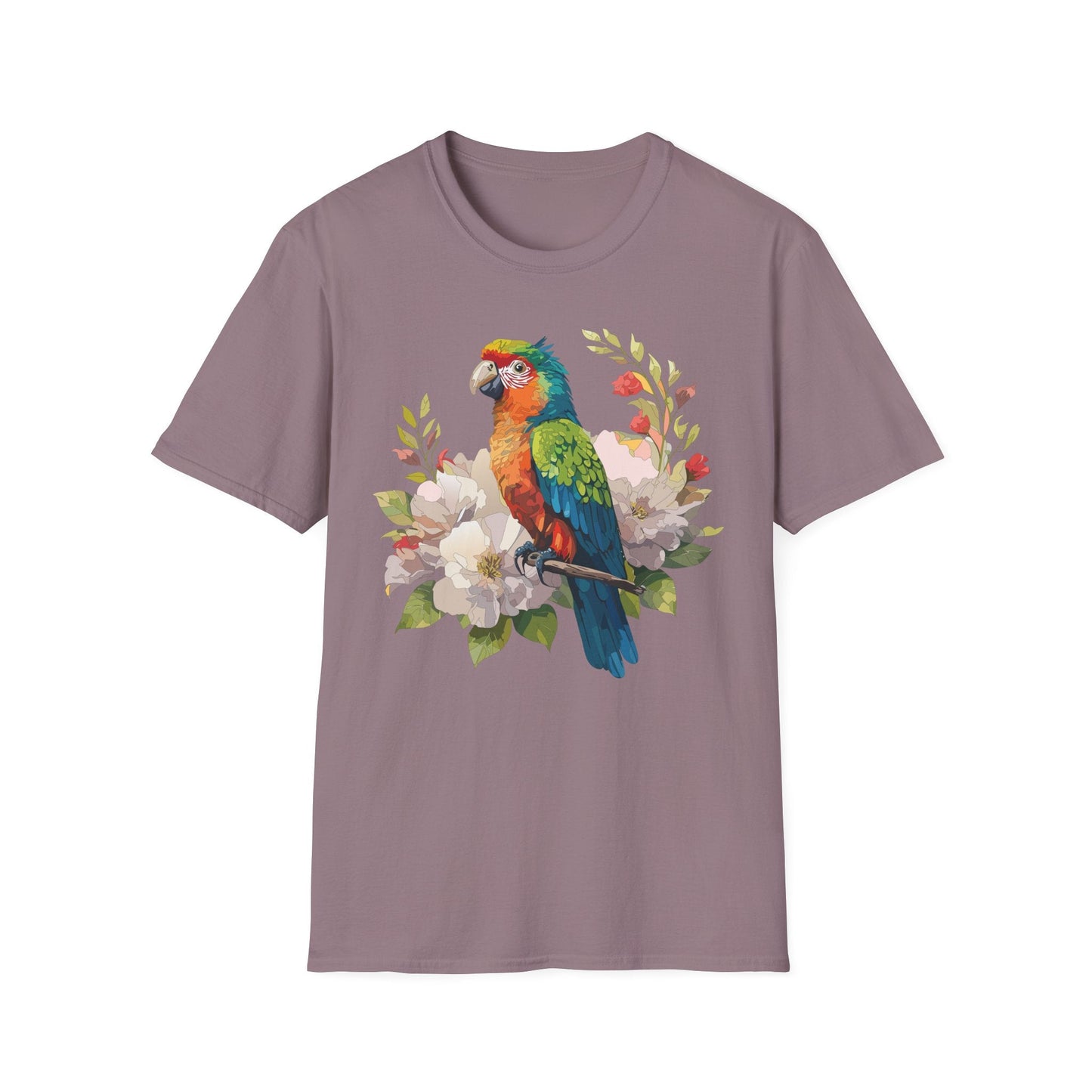 Floral Bird T Shirt Unisex Softstyle Gildan 64000 Graphic Tee With Animal Design