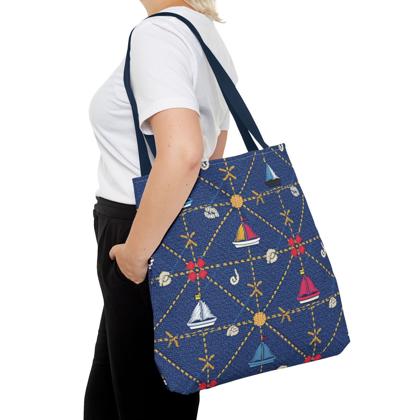Denim Fabric Imitation Print Unisex Canvas Bag Poly Spun 3 Sizes Tote Bag 182-14