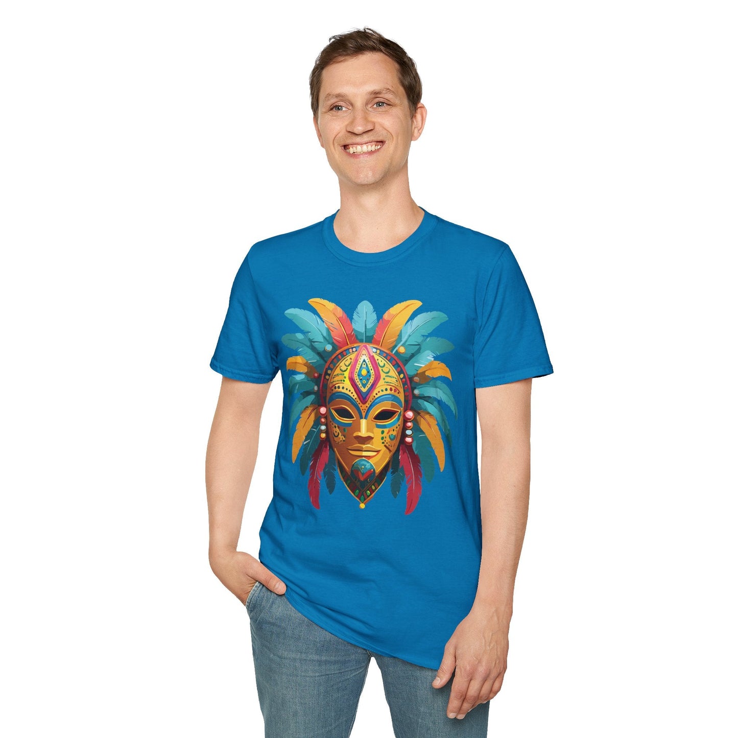 Mask Graphic Unisex Cotton Masquerade Design Artwork Tee 25