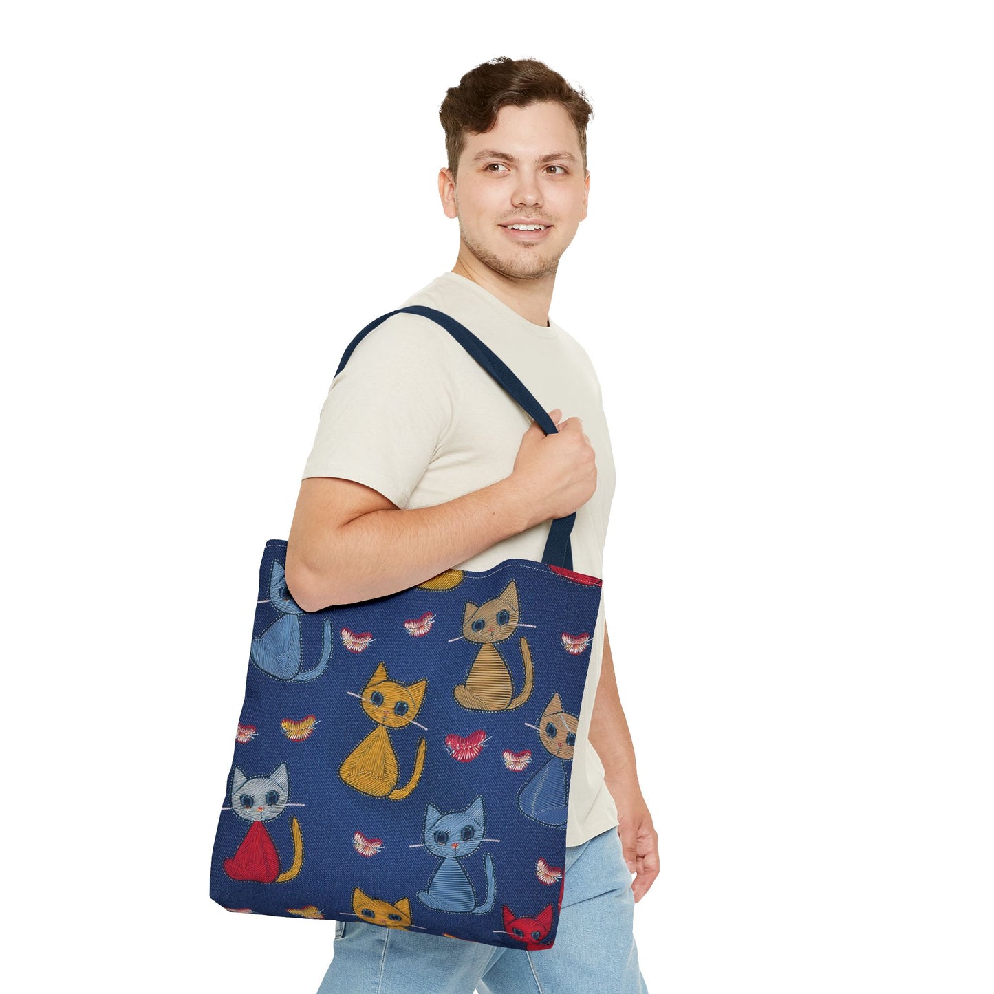 Love Day Graphic Design Denim Fabric Imitation Print Unisex Canvas Bag POLY 3 Sizes Tote Bag 201-16
