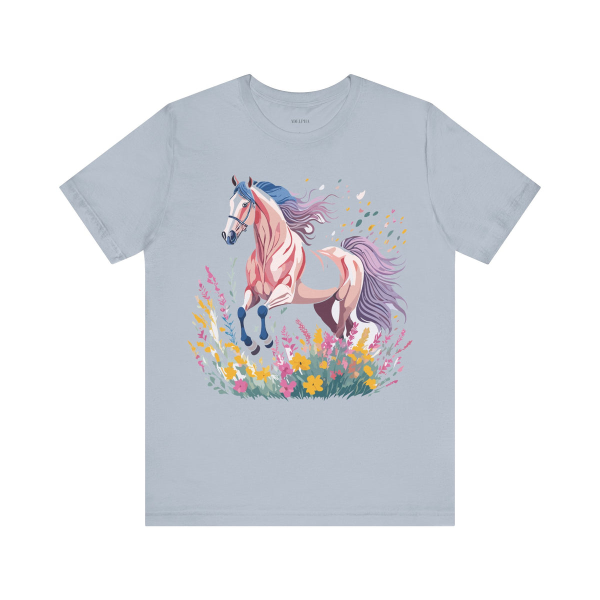 Horse Graphic Unisex Cotton Bella+Canvas Tee with Art Animal Design e25