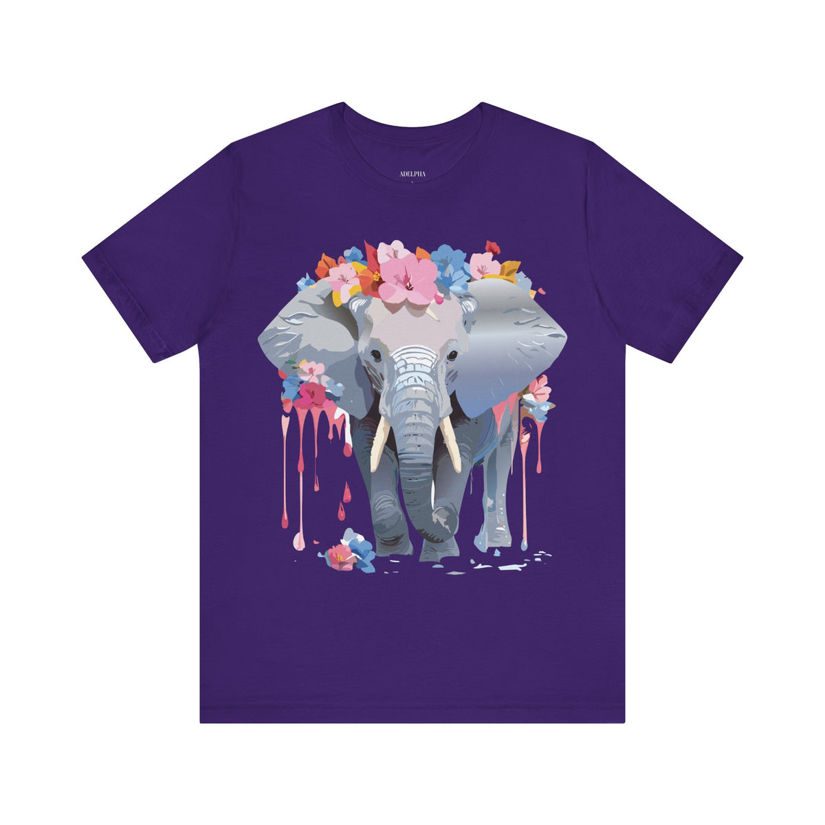 Elephant Graphic Unisex Cotton Bella+Canvas Tee with Art Animal Design d15