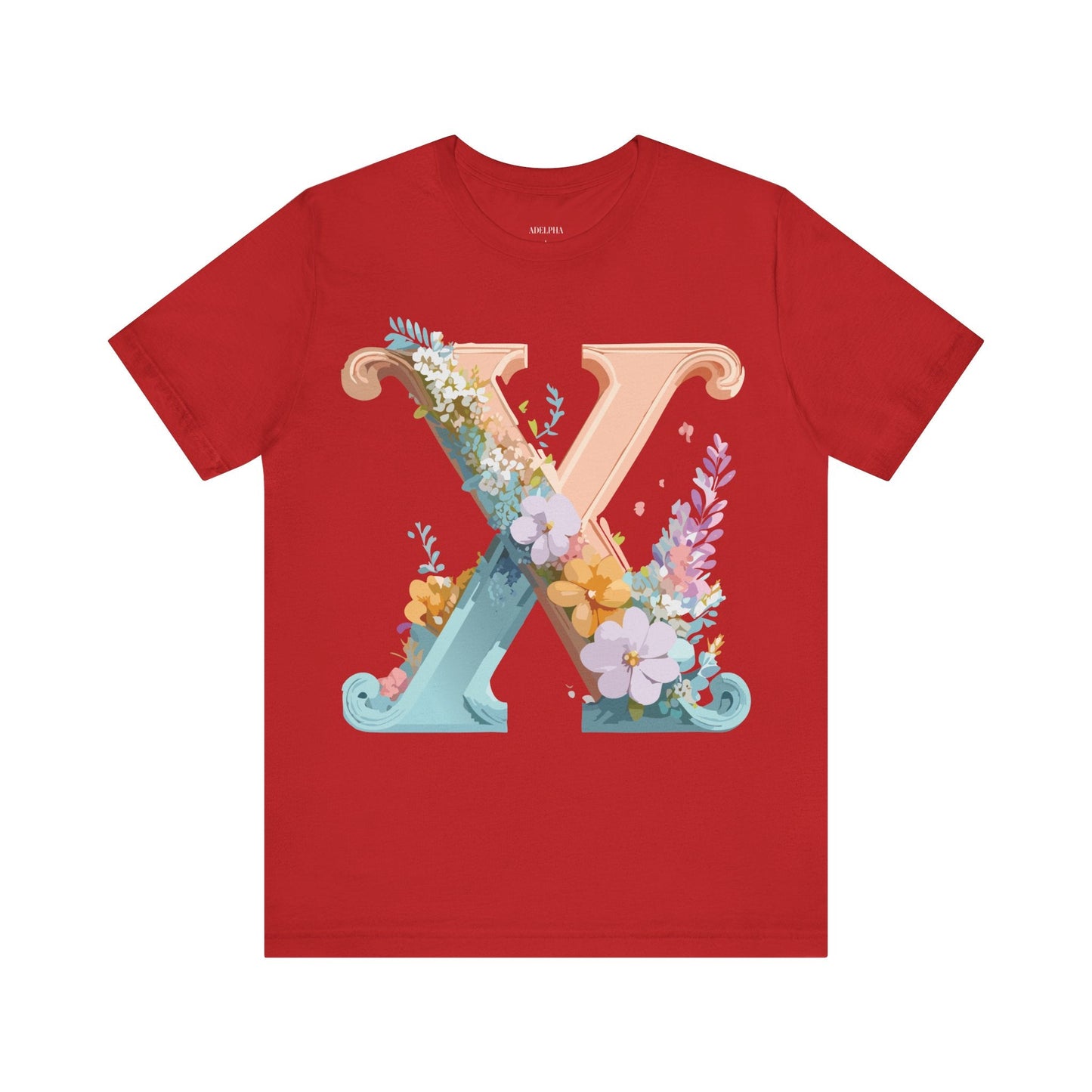 Letter X Shirt Graphic Tee Unisex Short Sleeve Vintage Inspired Adelpha Art Design