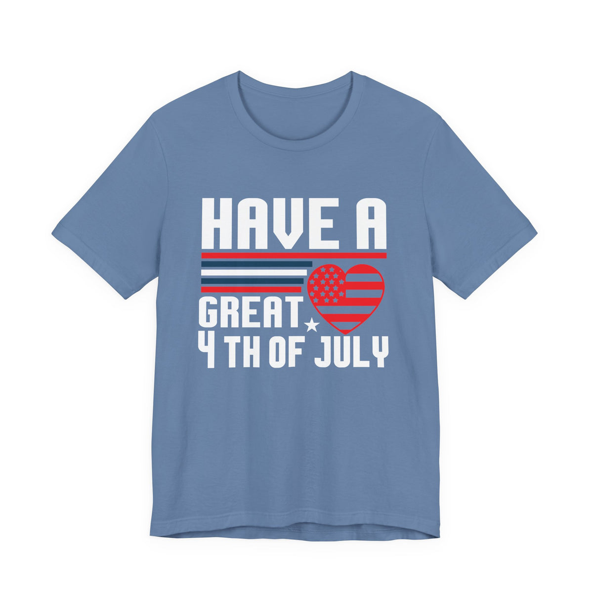 4th of July Tee American Flag Heart Patriotic Independence Day Unisex Cotton Shirt 020