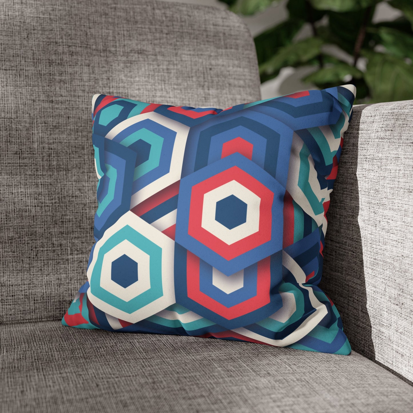 Faux Suede Pillowcase with Abstract print