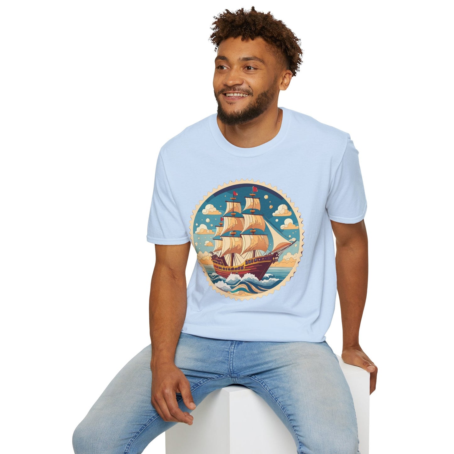 Frigate Ship T Shirt Unisex Short Sleeve 100 Percent Ring Spun Cotton Soft Tee Gildan 64000