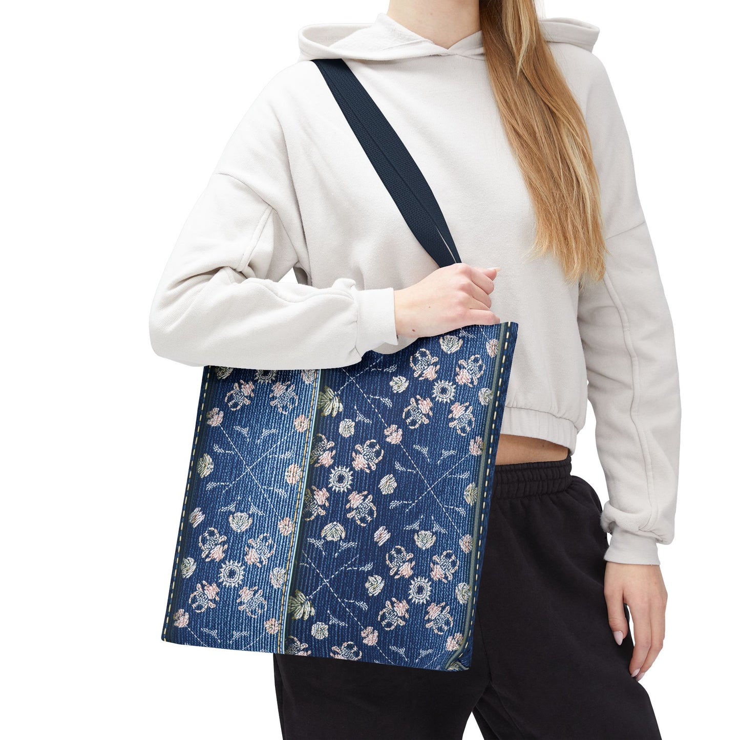 Denim Fabric Imitation Print Unisex Canvas Bag Poly Spun 3 Sizes Tote Bag 120