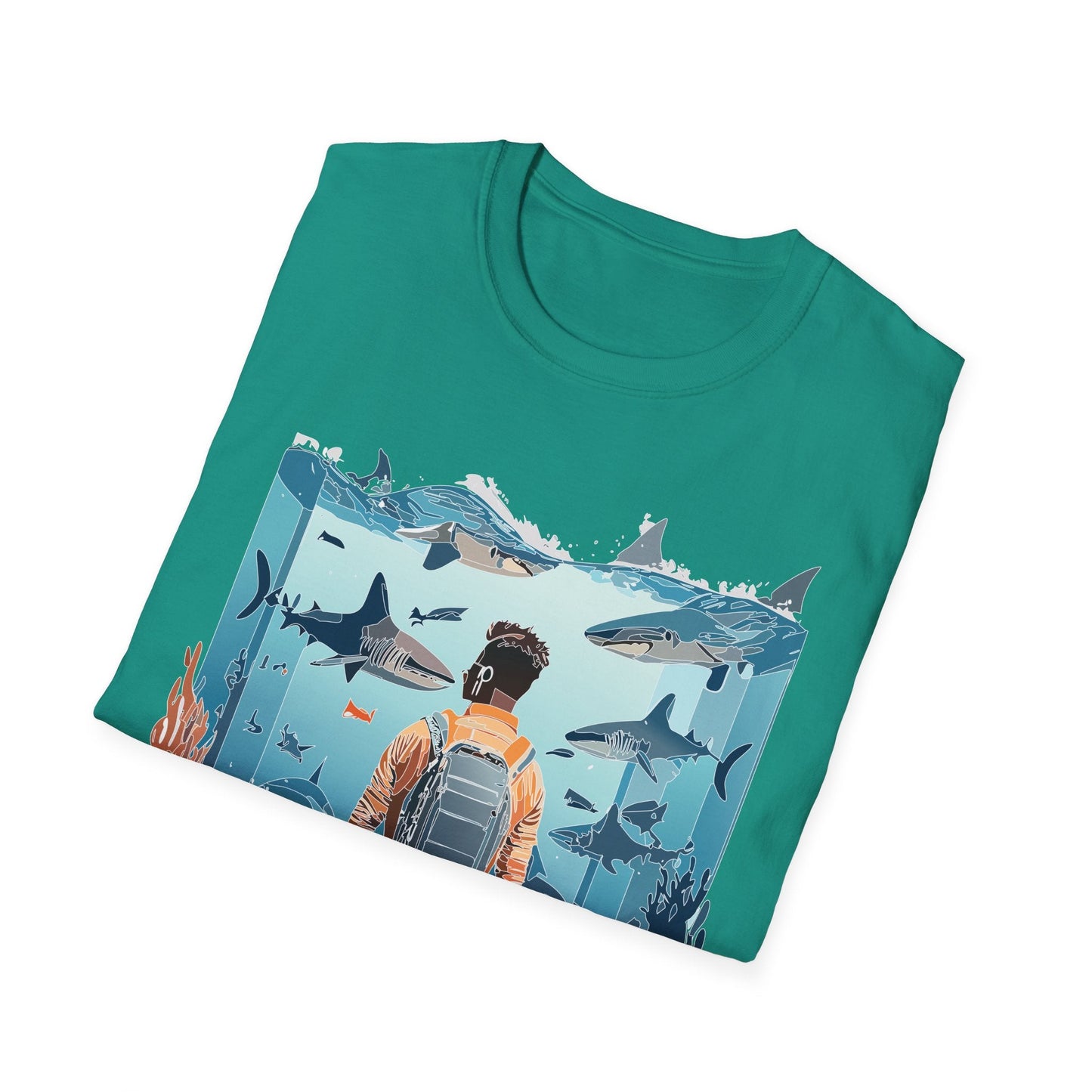 Ocean Themed Unisex Short Sleeve Tee Gildan Softstyle 64000 Ocean Inspired Art Design